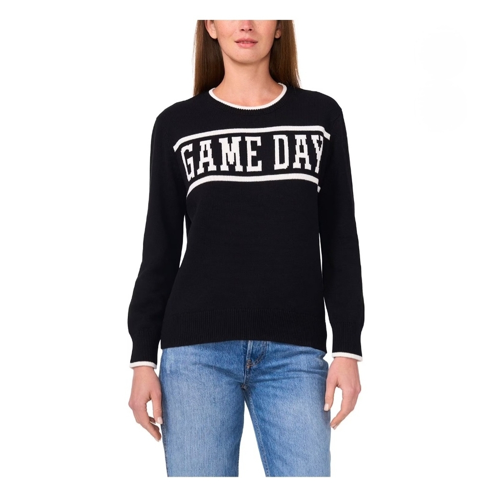 Vince Camuto Black and White Crew Neck Sweater